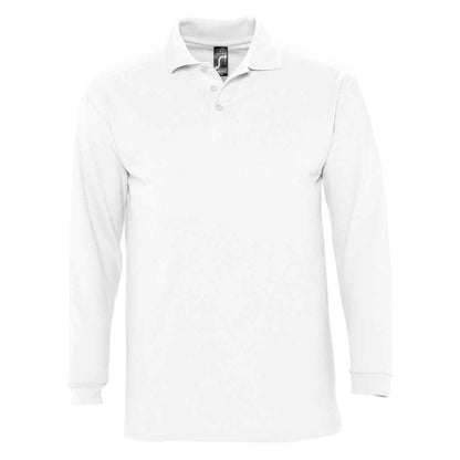 White - Front - SOLS Unisex Adult Winter II Long-Sleeved Polo Shirt