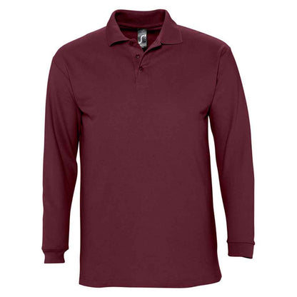 Burgundy - Front - SOLS Unisex Adult Winter II Long-Sleeved Polo Shirt