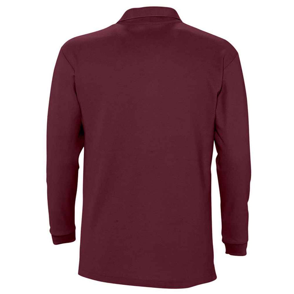 Burgundy - Back - SOLS Unisex Adult Winter II Long-Sleeved Polo Shirt