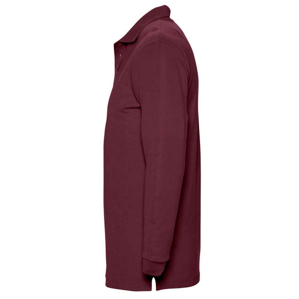 Burgundy - Side - SOLS Unisex Adult Winter II Long-Sleeved Polo Shirt