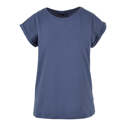 Vintage Blue - Front - Build Your Brand Womens-Ladies Cotton Extended Shoulder T-Shirt