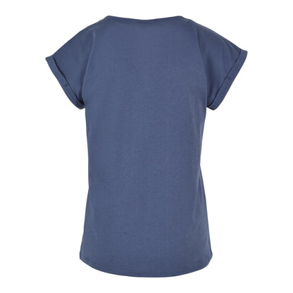 Vintage Blue - Back - Build Your Brand Womens-Ladies Cotton Extended Shoulder T-Shirt