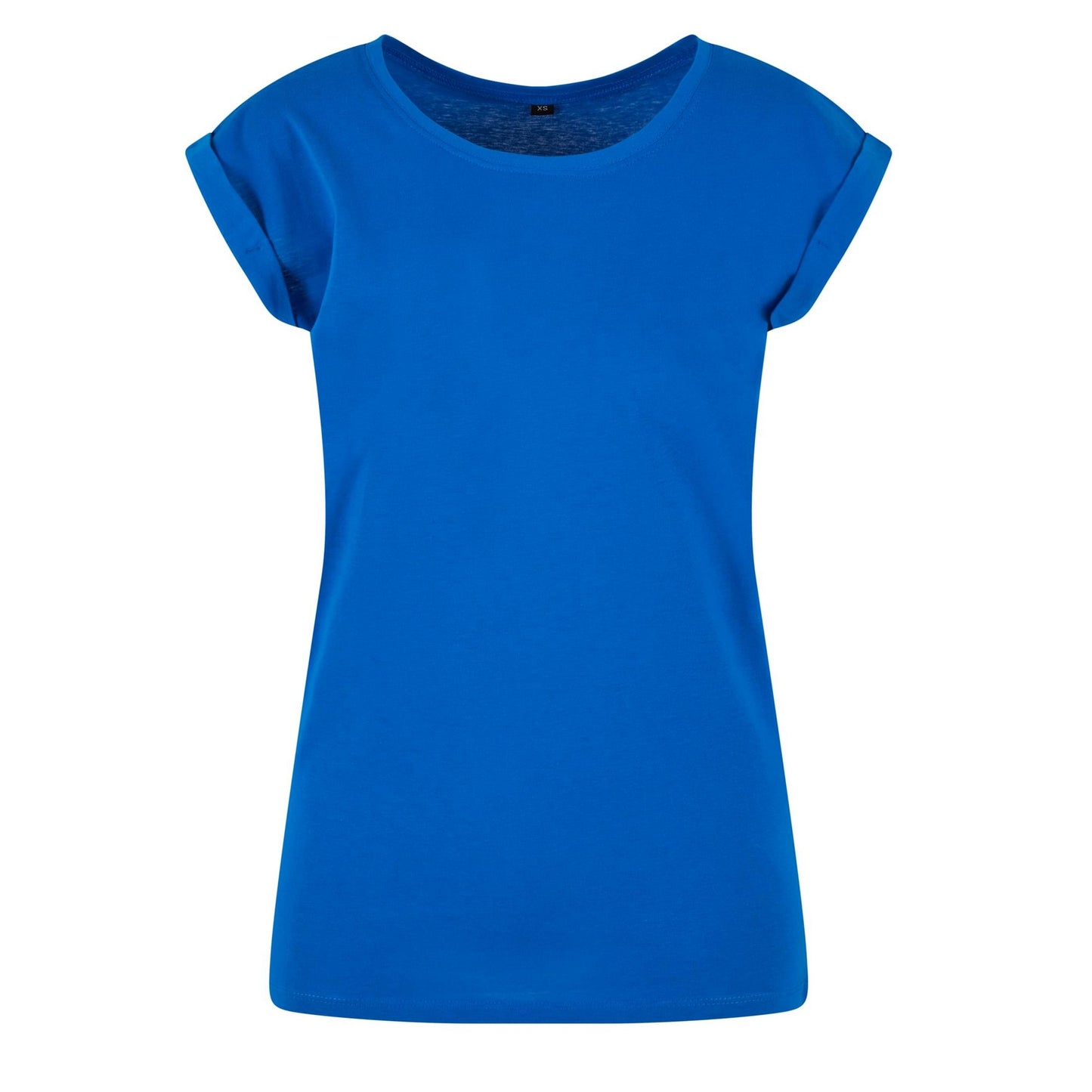 Bright Blue - Front - Build Your Brand Womens-Ladies Cotton Extended Shoulder T-Shirt