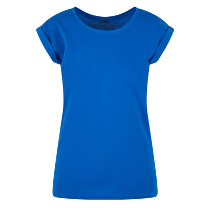 Bright Blue - Front - Build Your Brand Womens-Ladies Cotton Extended Shoulder T-Shirt