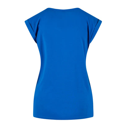 Bright Blue - Back - Build Your Brand Womens-Ladies Cotton Extended Shoulder T-Shirt