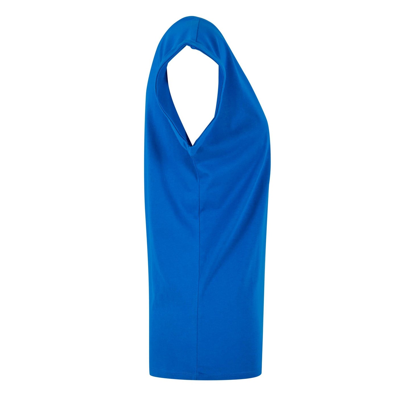 Bright Blue - Side - Build Your Brand Womens-Ladies Cotton Extended Shoulder T-Shirt