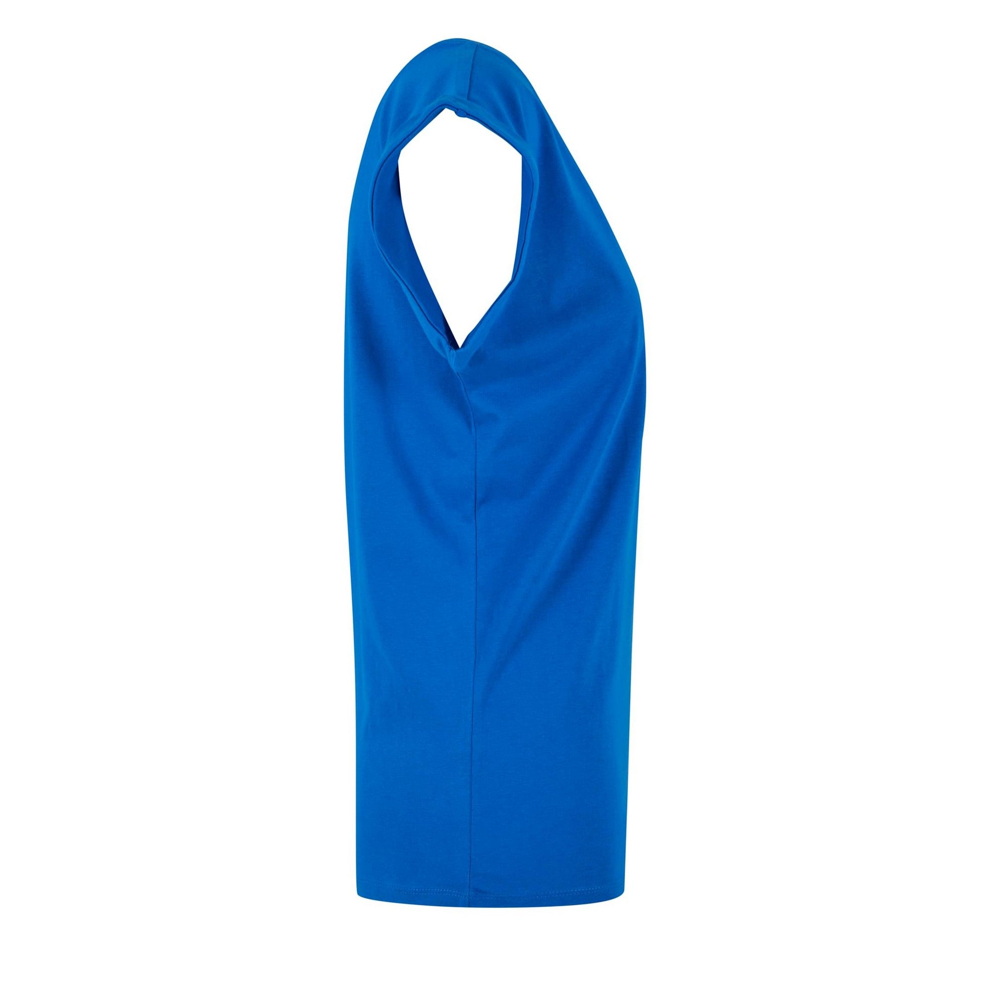 Bright Blue - Side - Build Your Brand Womens-Ladies Cotton Extended Shoulder T-Shirt