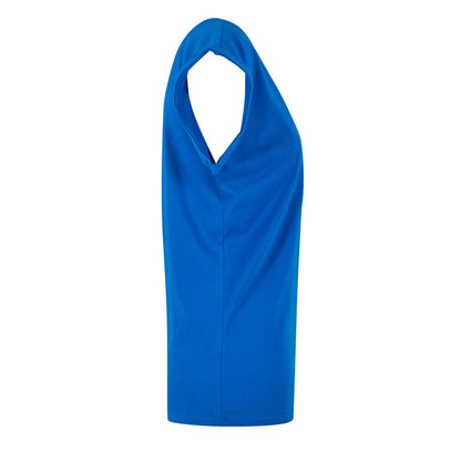 Bright Blue - Side - Build Your Brand Womens-Ladies Cotton Extended Shoulder T-Shirt