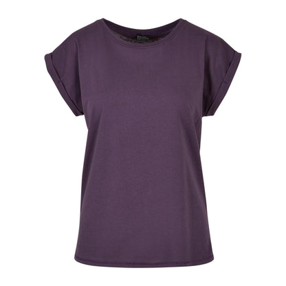Purple Night - Front - Build Your Brand Womens-Ladies Cotton Extended Shoulder T-Shirt