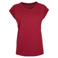 Burgundy - Front - Build Your Brand Womens-Ladies Cotton Extended Shoulder T-Shirt