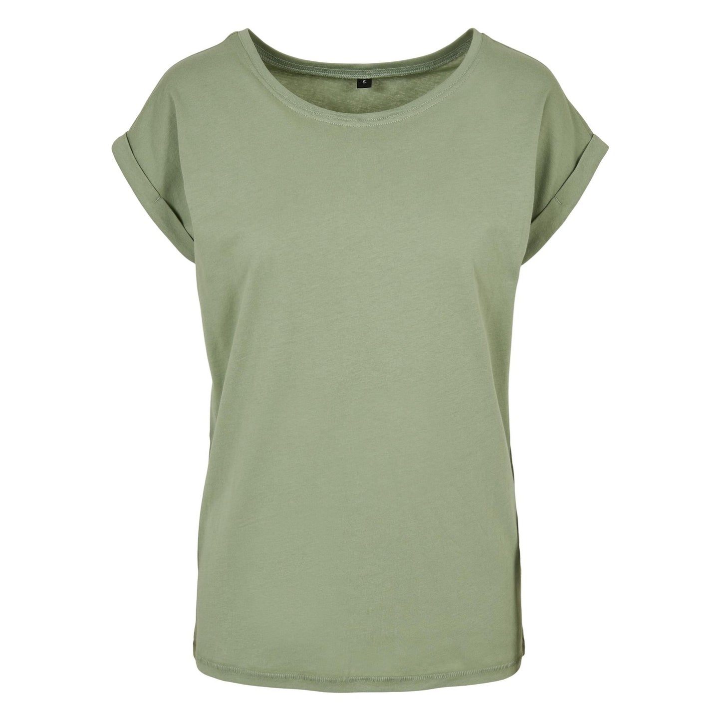 Soft Salvia - Front - Build Your Brand Womens-Ladies Cotton Extended Shoulder T-Shirt