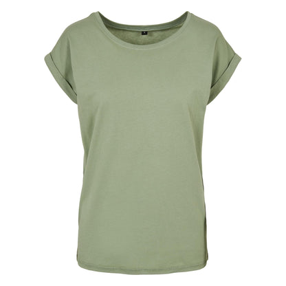 Soft Salvia - Front - Build Your Brand Womens-Ladies Cotton Extended Shoulder T-Shirt