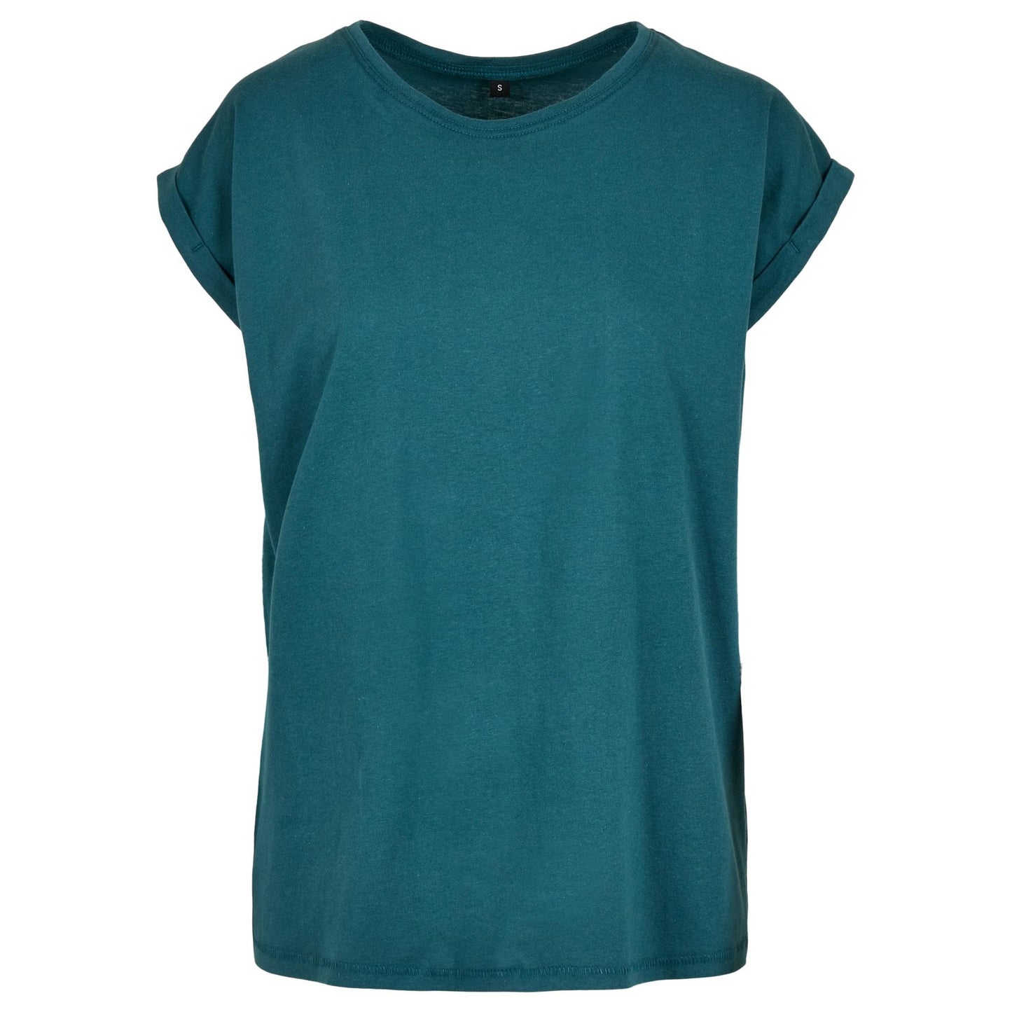 Teal - Front - Build Your Brand Womens-Ladies Cotton Extended Shoulder T-Shirt