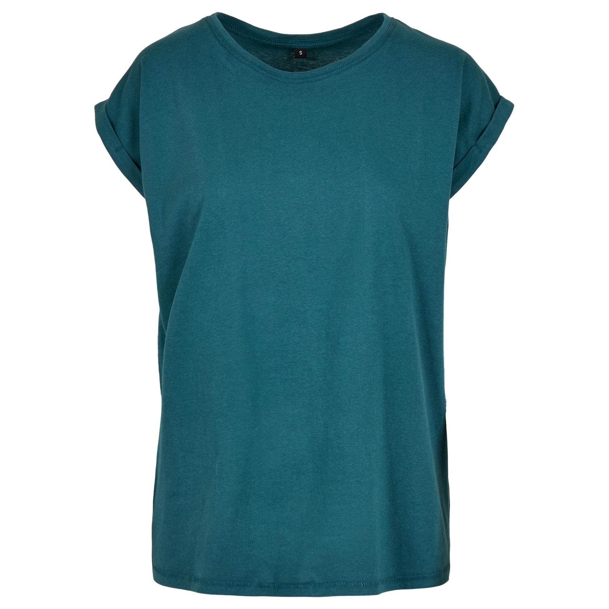 Teal - Front - Build Your Brand Womens-Ladies Cotton Extended Shoulder T-Shirt