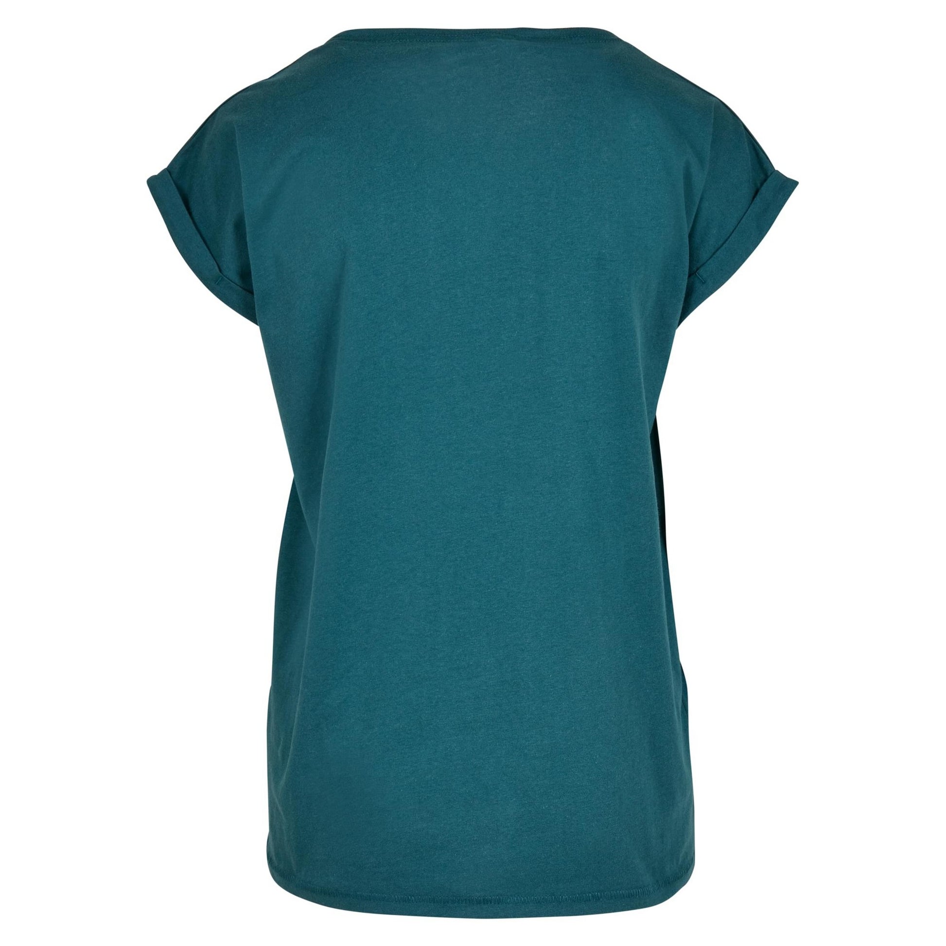 Teal - Back - Build Your Brand Womens-Ladies Cotton Extended Shoulder T-Shirt