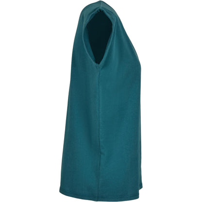 Teal - Side - Build Your Brand Womens-Ladies Cotton Extended Shoulder T-Shirt