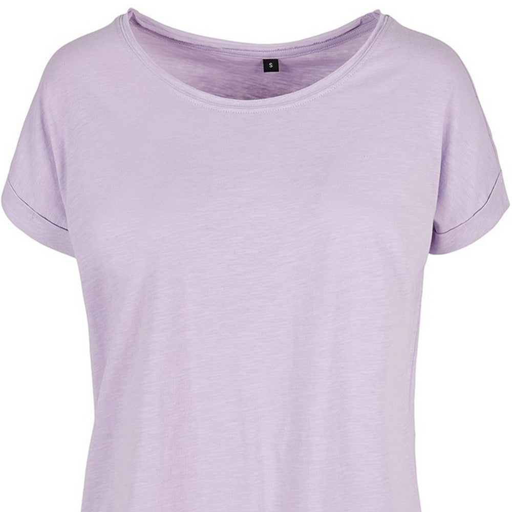 Lilac - Back - Build Your Brand Womens-Ladies Slub Long T-Shirt
