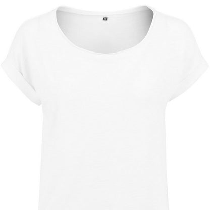 White - Back - Build Your Brand Womens-Ladies Slub Long T-Shirt
