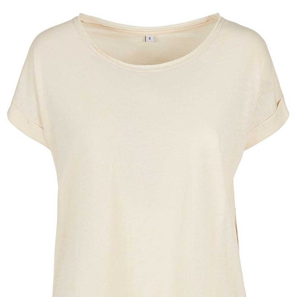 White Sand - Back - Build Your Brand Womens-Ladies Slub Long T-Shirt