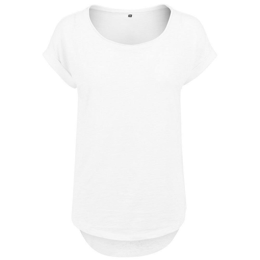 White - Front - Build Your Brand Womens-Ladies Slub Long T-Shirt