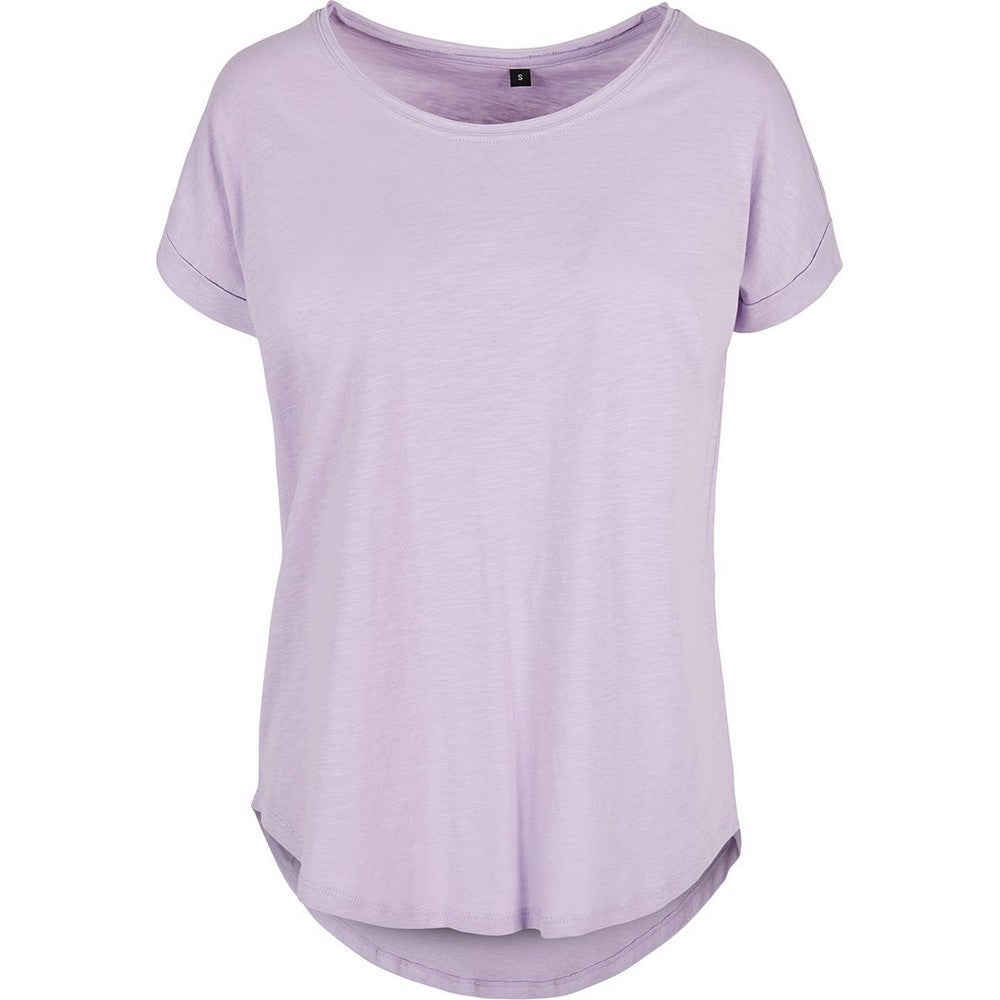Lilac - Front - Build Your Brand Womens-Ladies Slub Long T-Shirt