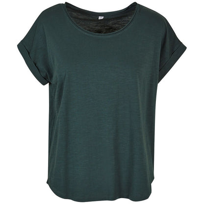 Bottle Green - Front - Build Your Brand Womens-Ladies Slub Long T-Shirt