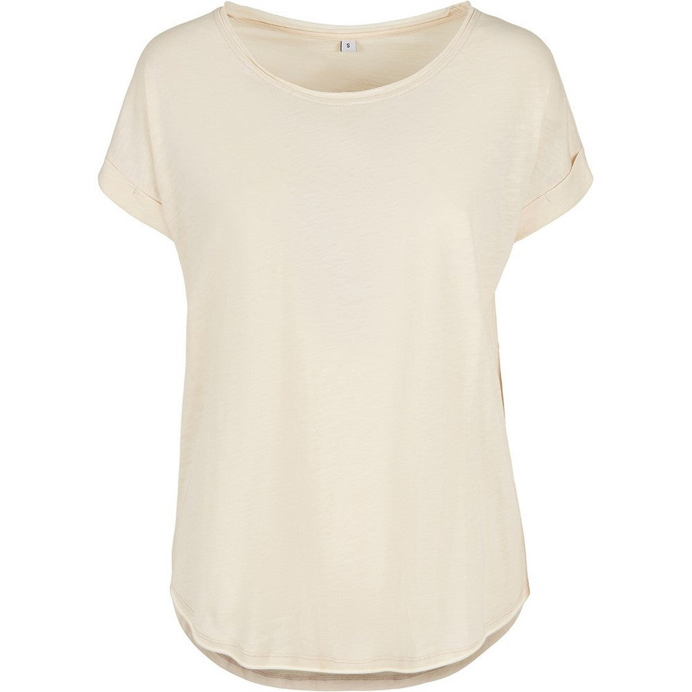White Sand - Front - Build Your Brand Womens-Ladies Slub Long T-Shirt