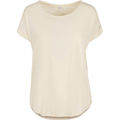 White Sand - Front - Build Your Brand Womens-Ladies Slub Long T-Shirt