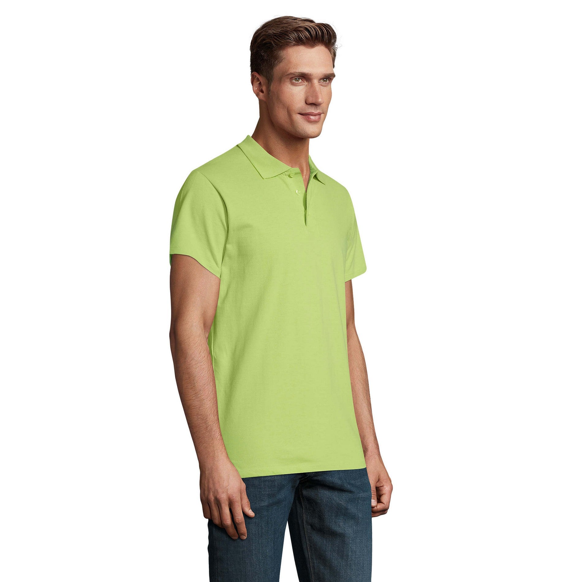 Apple Green - Side - SOLS Mens Spring II Polo Shirt