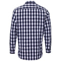 White-Navy - Back - Premier Mens Mulligan Checked Cotton Long-Sleeved Shirt