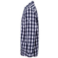 White-Navy - Side - Premier Mens Mulligan Checked Cotton Long-Sleeved Shirt