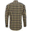 Camel-Navy - Back - Premier Mens Mulligan Checked Cotton Long-Sleeved Shirt