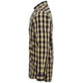 Camel-Navy - Side - Premier Mens Mulligan Checked Cotton Long-Sleeved Shirt