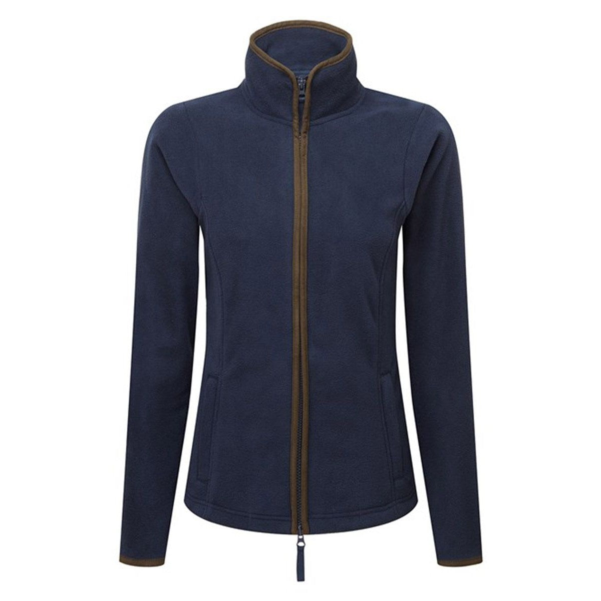 Navy-Brown - Front - Premier Womens-Ladies Artisan Fleece Jacket