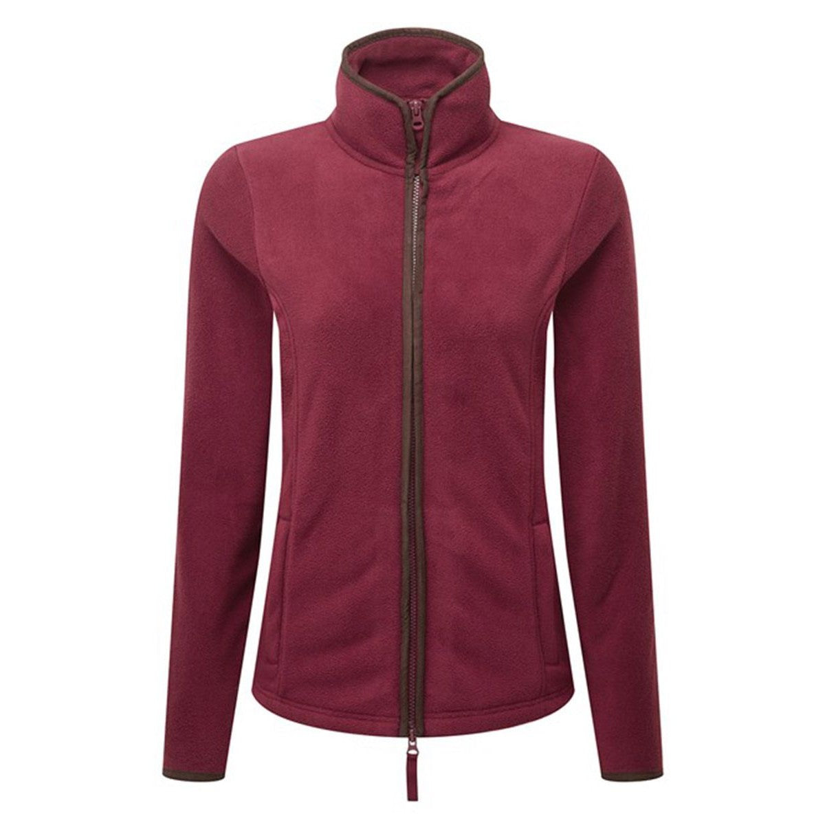 Burgundy-Brown - Front - Premier Womens-Ladies Artisan Fleece Jacket
