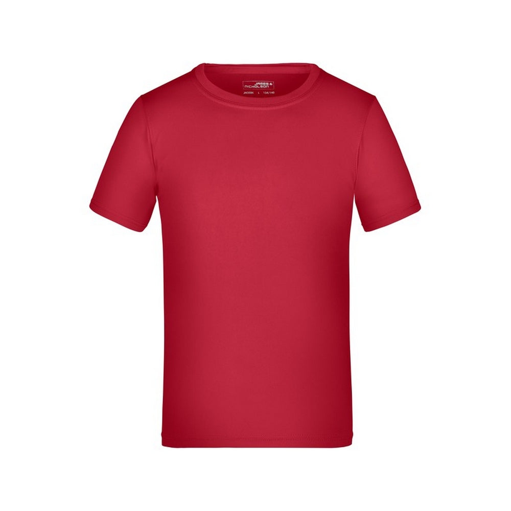 Red - Front - James and Nicholson Childrens-Kids Active T-Shirt