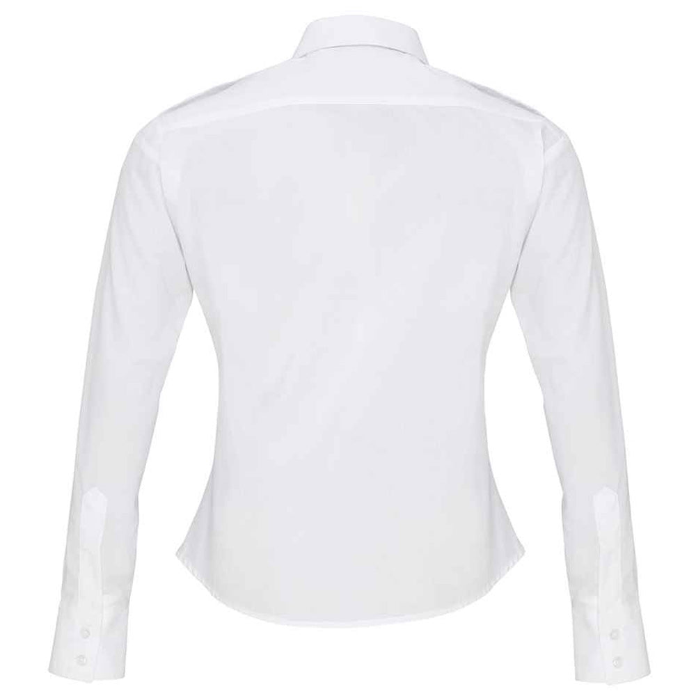 White - Back - Premier Womens-Ladies Long-Sleeved Pilot Shirt