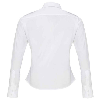 White - Back - Premier Womens-Ladies Long-Sleeved Pilot Shirt