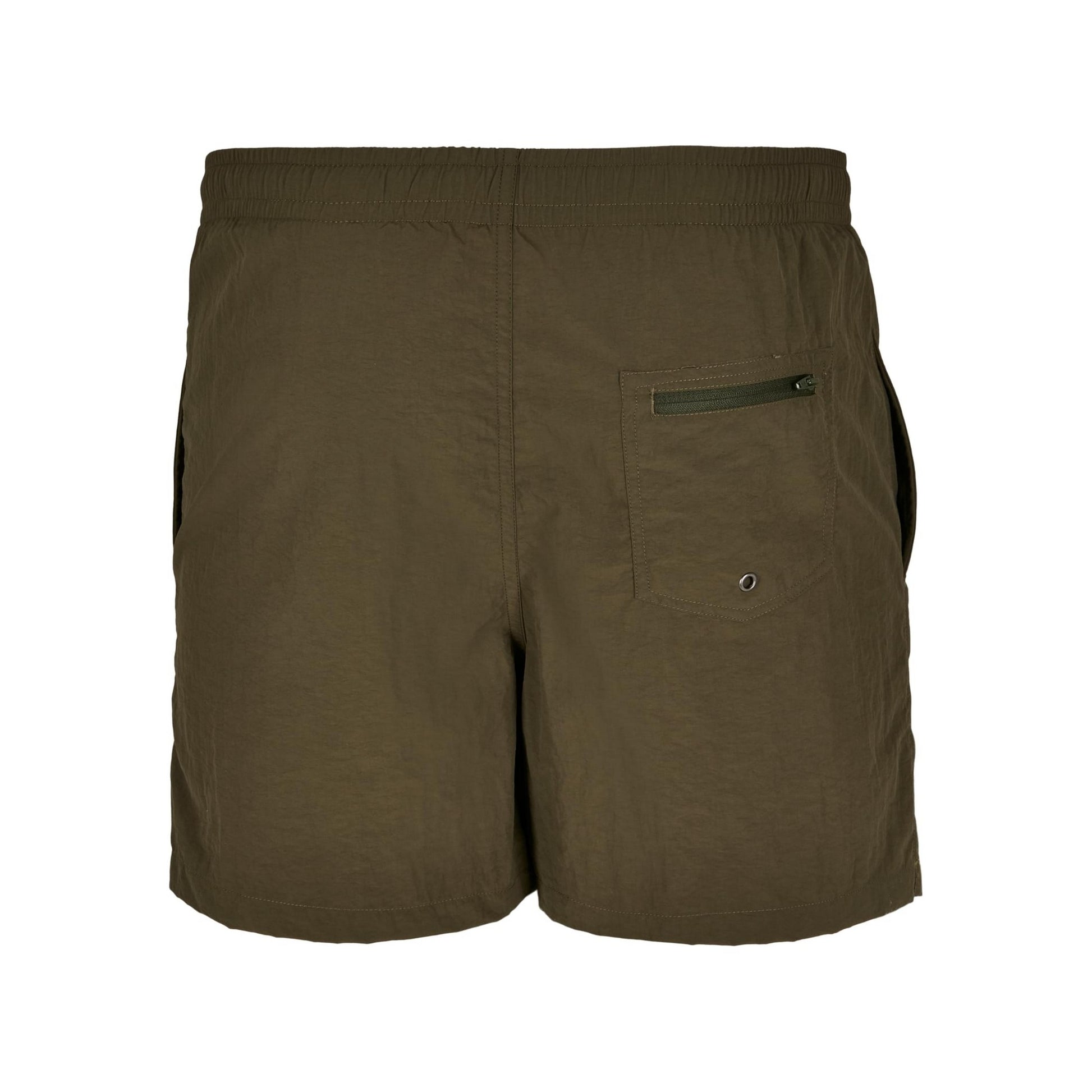 Olive - Back - Build Your Brand Mens Swim Shorts
