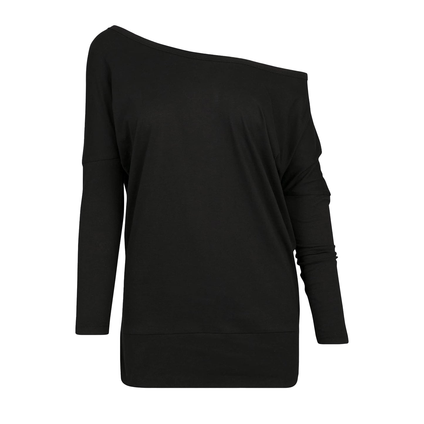 Black - Side - Build Your Brand Womens-Ladies Batwing Sleeve Top