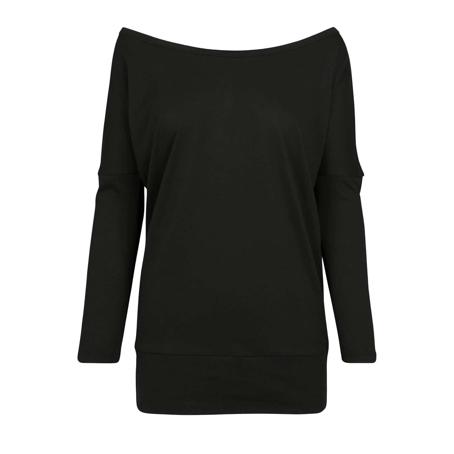 Black - Front - Build Your Brand Womens-Ladies Batwing Sleeve Top