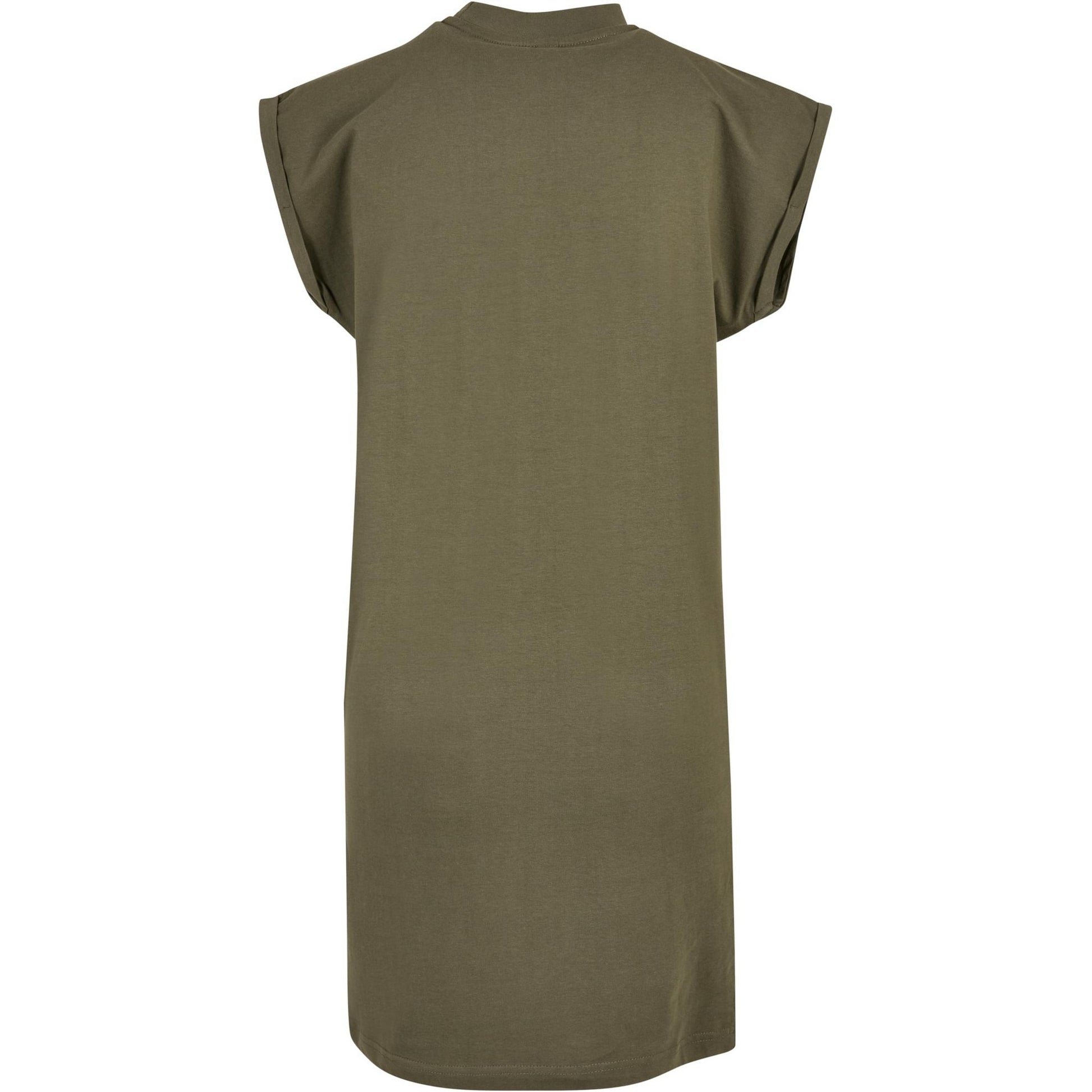 Olive - Back - Build Your Brand Womens-Ladies Extended Shoulder Casual Dress