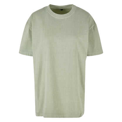Soft Salvia - Front - Build Your Brand Womens-Ladies Acid Wash Oversized T-Shirt