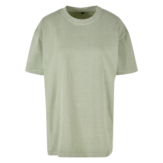 Soft Salvia - Front - Build Your Brand Womens-Ladies Acid Wash Oversized T-Shirt