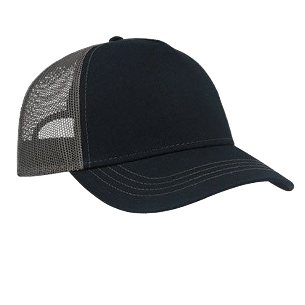 Navy-Dark Grey - Front - Atlantis Headwear Rapper Trucker Cap