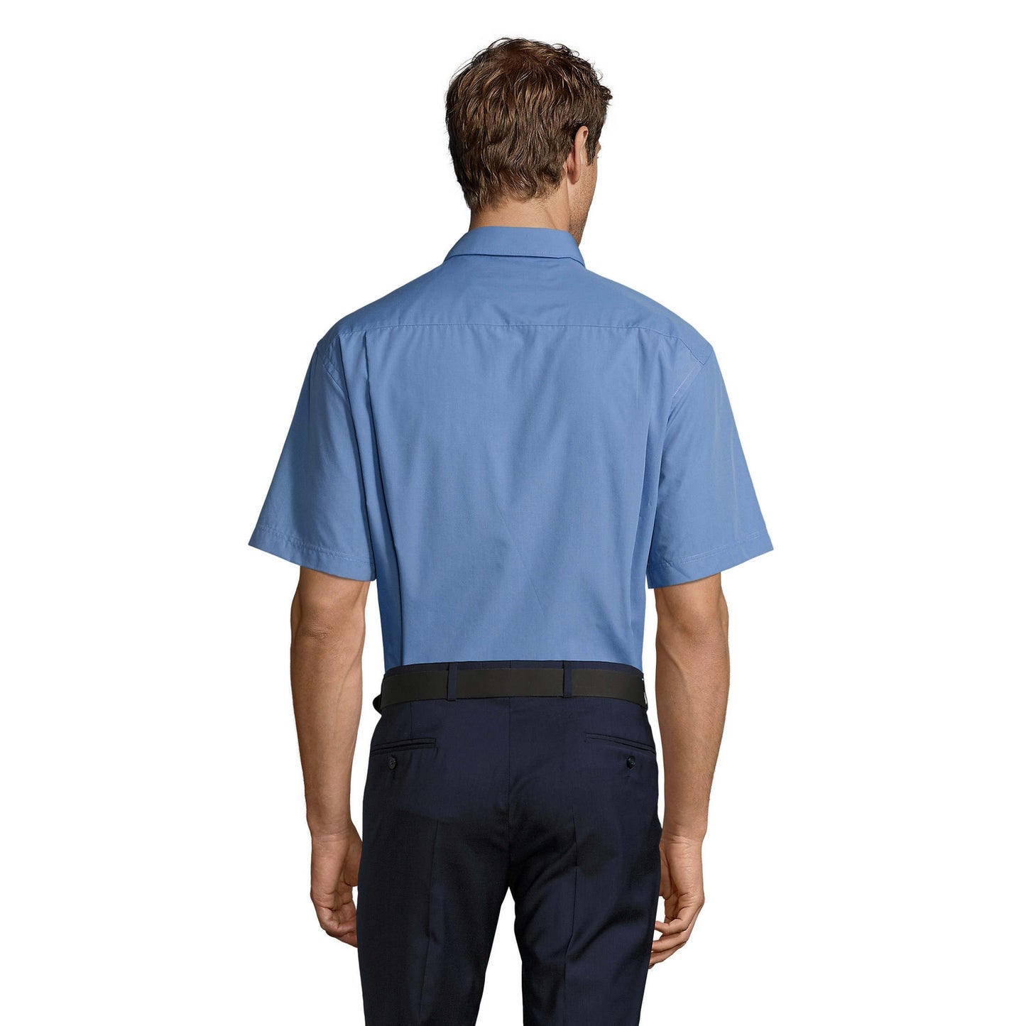 Middle Blue - Back - SOLS Mens Bristol Poplin Short-Sleeved Shirt