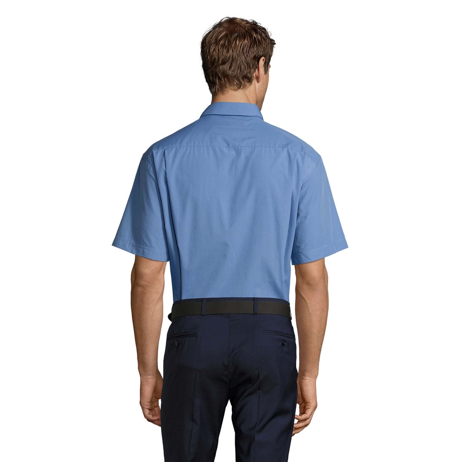 Middle Blue - Back - SOLS Mens Bristol Poplin Short-Sleeved Shirt