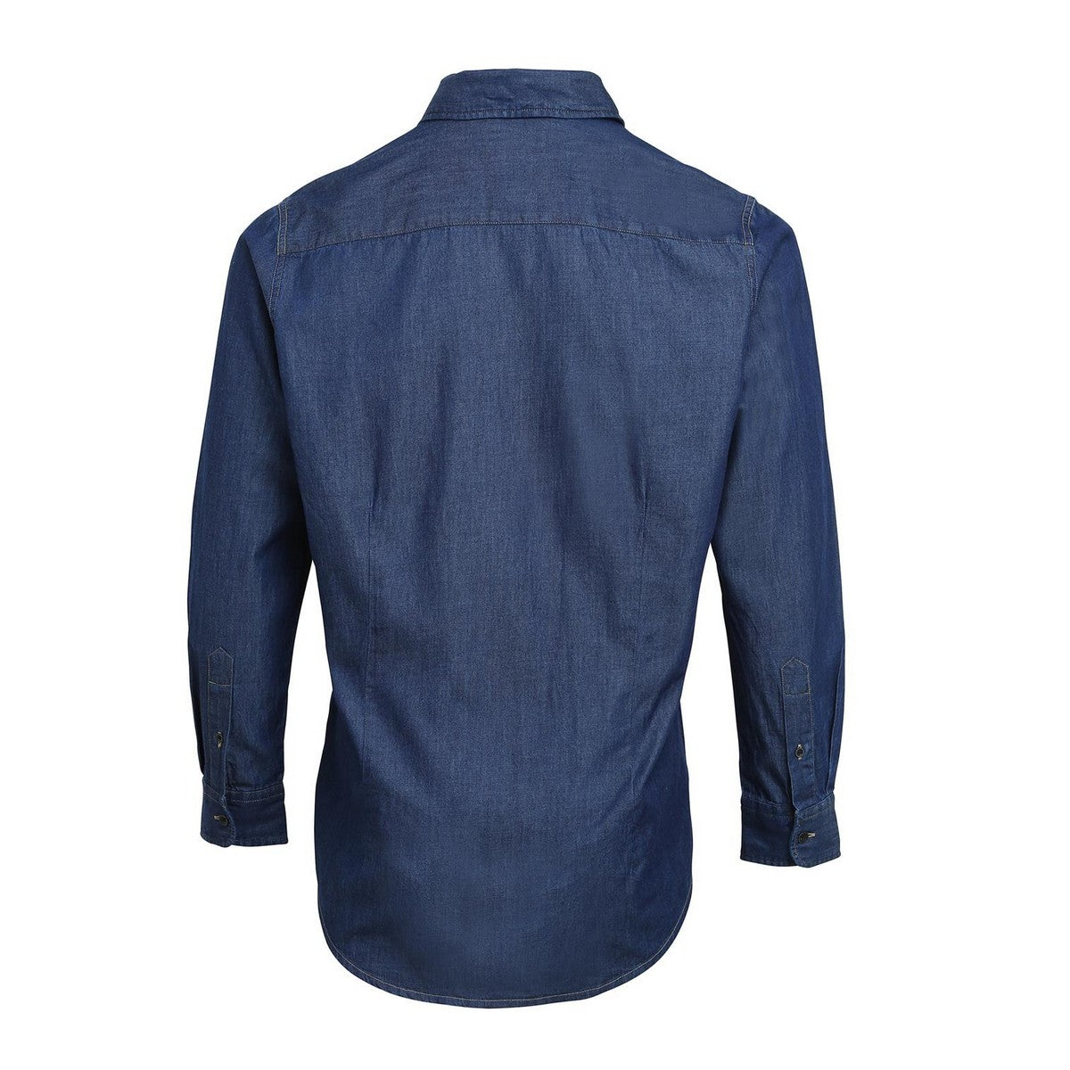 Indigo Denim - Back - Premier Mens Denim Jean Style Stitching Shirt