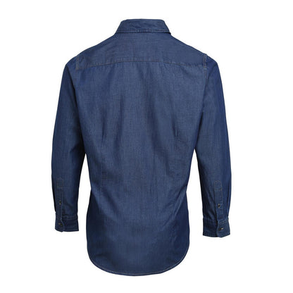 Indigo Denim - Back - Premier Mens Denim Jean Style Stitching Shirt