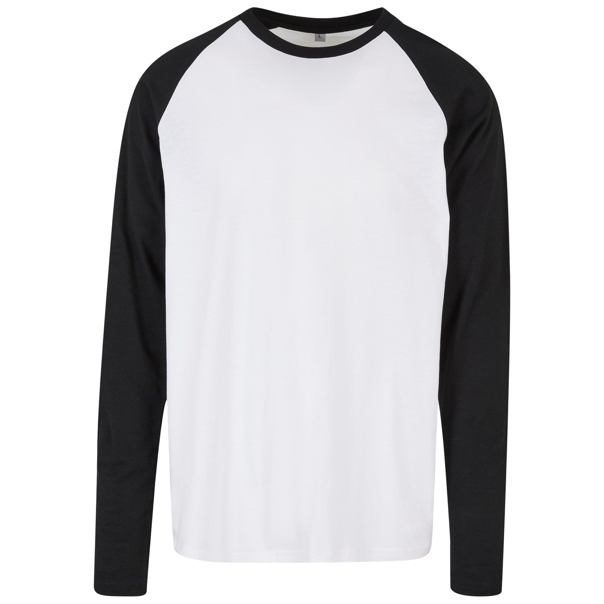White-Black - Front - Build Your Brand Mens Contrast Raglan Long-Sleeved T-Shirt